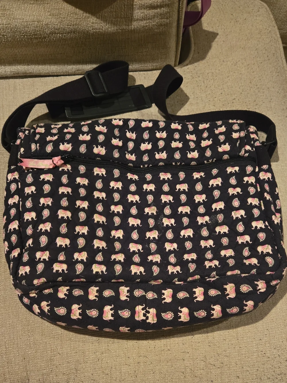 Vera Bradley Pink Elephants Messenger Bag